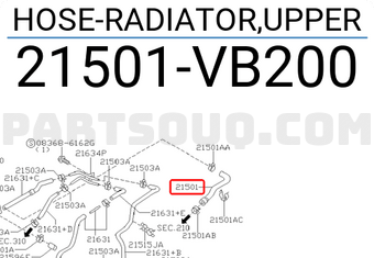 Nissan 21501VB200 HOSE-RADIATOR,UPPER