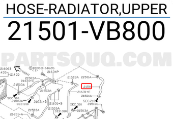 Nissan 21501VB800 HOSE-RADIATOR,UPPER