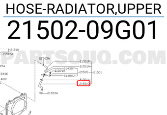 Nissan 2150209G01 HOSE-RADIATOR,UPPER