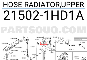 Nissan 215021HD1A HOSE-RADIATOR,UPPER