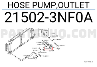 Nissan 215023NF0A HOSE PUMP,OUTLET