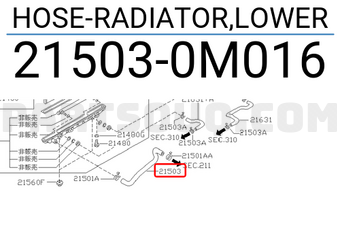 Nissan 215030M016 HOSE-RADIATOR,LOWER