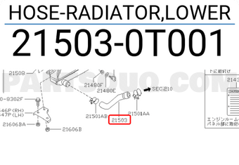 Nissan 215030T001 HOSE-RADIATOR,LOWER