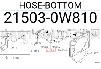 Nissan 215030W810 HOSE-BOTTOM