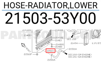 Nissan 2150353Y00 HOSE-RADIATOR,LOWER