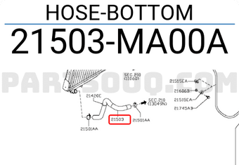 Nissan 21503MA00A HOSE-BOTTOM