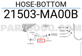 Nissan 21503MA00B HOSE-BOTTOM