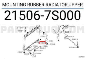 Nissan 215067S000 MOUNTING RUBBER-RADIATOR,UPPER