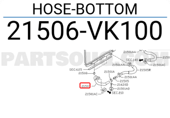 Nissan 21506VK100 HOSE-BOTTOM