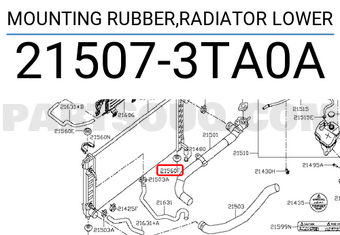 Nissan 215073TA0A MOUNTING RUBBER,RADIATOR LOWER