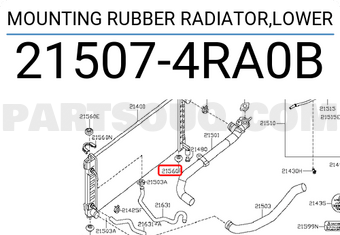 Nissan 215074RA0B MOUNTING RUBBER RADIATOR,LOWER