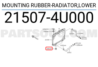 Nissan 215074U000 MOUNTING RUBBER-RADIATOR,LOWER