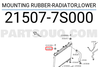 Nissan 215077S000 MOUNTING RUBBER-RADIATOR,LOWER