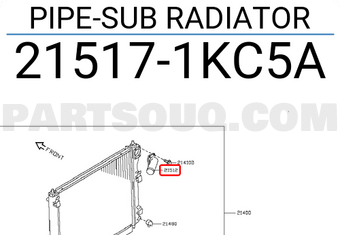 Nissan 215171KC5A PIPE-SUB RADIATOR