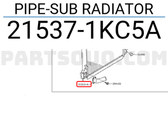 Nissan 215371KC5A PIPE-SUB RADIATOR