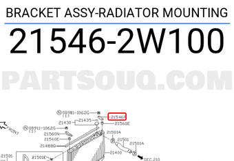 Nissan 215462W100 BRACKET ASSY-RADIATOR MOUNTING