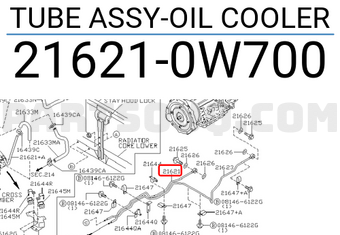 Nissan 216210W700 TUBE ASSY-OIL COOLER