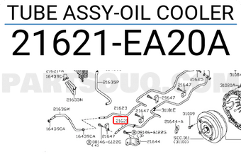 Nissan 21621EA20A TUBE ASSY-OIL COOLER