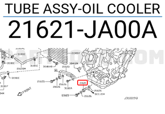 Nissan 21621JA00A TUBE ASSY-OIL COOLER
