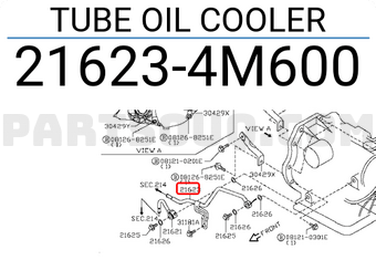 Nissan 216234M600 TUBE OIL COOLER