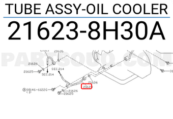 Nissan 216238H30A TUBE ASSY-OIL COOLER