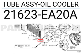 Nissan 21623EA20A TUBE ASSY-OIL COOLER
