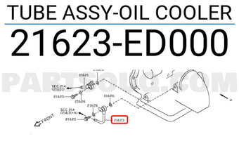 Nissan 21623ED000 TUBE ASSY-OIL COOLER