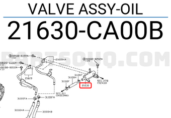 Nissan 21630CA00B VALVE ASSY-OIL