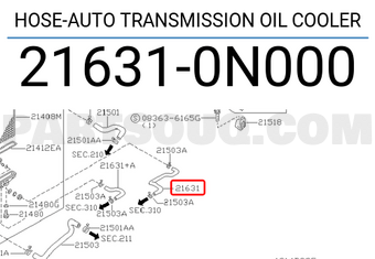 Nissan 216310N000 HOSE-AUTO TRANSMISSION OIL COOLER