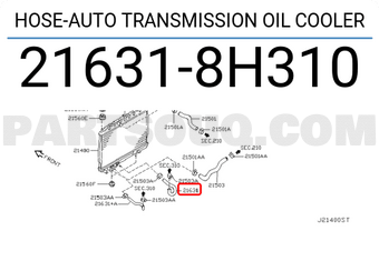 Nissan 216318H310 HOSE-AUTO TRANSMISSION OIL COOLER