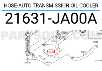 Nissan 21631JA00A HOSE-AUTO TRANSMISSION OIL COOLER