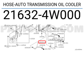 Nissan 216324W000 HOSE-AUTO TRANSMISSION OIL COOLER