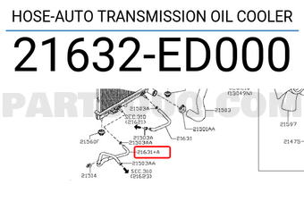 Nissan 21632ED000 HOSE-AUTO TRANSMISSION OIL COOLER