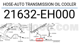 Nissan 21632EH000 HOSE-AUTO TRANSMISSION OIL COOLER