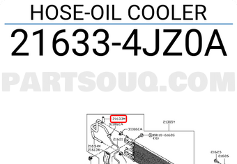 Nissan 216334JZ0A HOSE-OIL COOLER