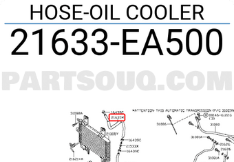 Nissan 21633EA500 HOSE-OIL COOLER