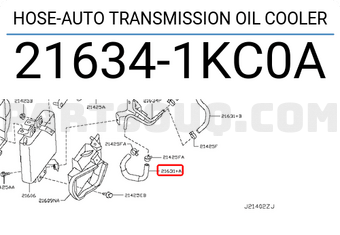 Nissan 216341KC0A HOSE-AUTO TRANSMISSION OIL COOLER