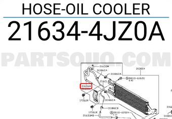 Nissan 216344JZ0A HOSE-OIL COOLER