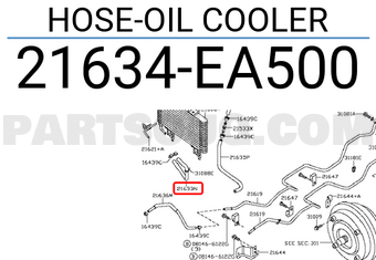 Nissan 21634EA500 HOSE-OIL COOLER