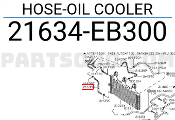 Nissan 21634EB300 HOSE-OIL COOLER