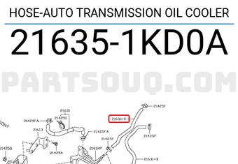Nissan 216351KD0A HOSE-AUTO TRANSMISSION OIL COOLER