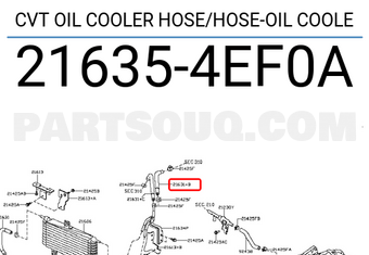 Nissan 216354EF0A CVT OIL COOLER HOSE/HOSE-OIL COOLE