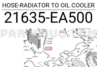 Nissan 21635EA500 HOSE-RADIATOR TO OIL COOLER