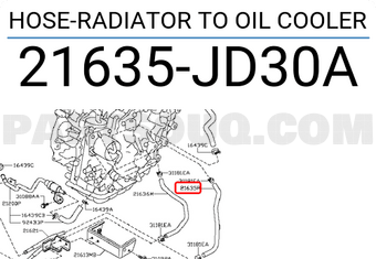 Nissan 21635JD30A HOSE-RADIATOR TO OIL COOLER
