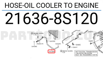 Nissan 216368S120 HOSE-OIL COOLER TO ENGINE