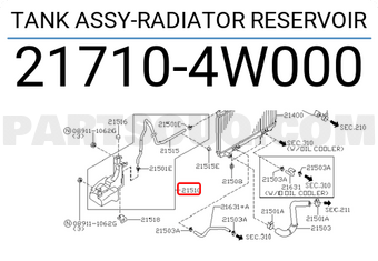 Nissan 217104W000 TANK ASSY-RADIATOR RESERVOIR
