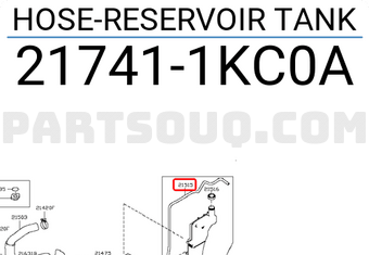 Nissan 217411KC0A HOSE-RESERVOIR TANK