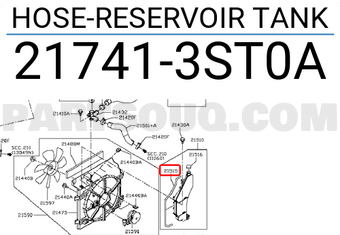 Nissan 217413ST0A HOSE-RESERVOIR TANK