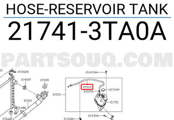 Nissan 217413TA0A HOSE-RESERVOIR TANK