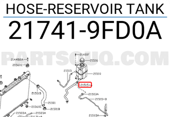 Nissan 217419FD0A HOSE-RESERVOIR TANK